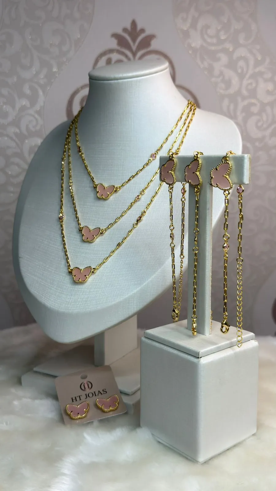 Conjunto de joias HT Joias - Colares, brincos e pulseiras em Banho de Ouro 18k